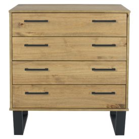 Pine & Black Metal 4 Drawer Chest [Texas]