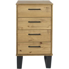 Pine & Black Narrow 4 Drawer Chest [Texas]