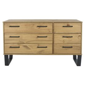 Pine & Black Wide 6 Drawer Chest [Texas]