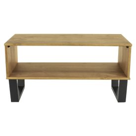 Pine & Black Coffee Table with Open Shelf [Texas]