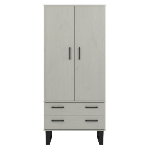 Grey & Black Double Wardrobe, 2 Drawers [Texas]