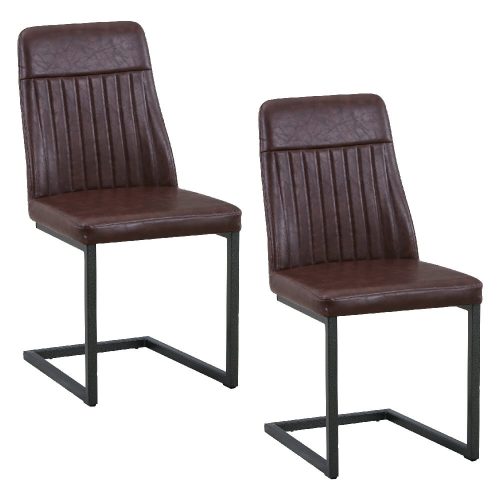Brown Vintage Style Dining Chairs (x2) [U.E.]