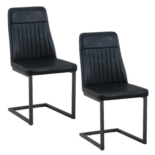 Black Vintage Style Dining Chairs (x2) [U.E.]