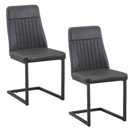 Grey Vintage Style Dining Chairs (x2) [U.E.]