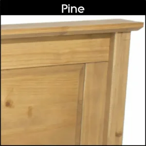 A pine headboard close up.