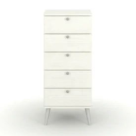 Whitewashed 5 Drawer Narrow Chest [Augusta]