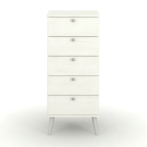 Whitewashed 5 Drawer Narrow Chest [Augusta]