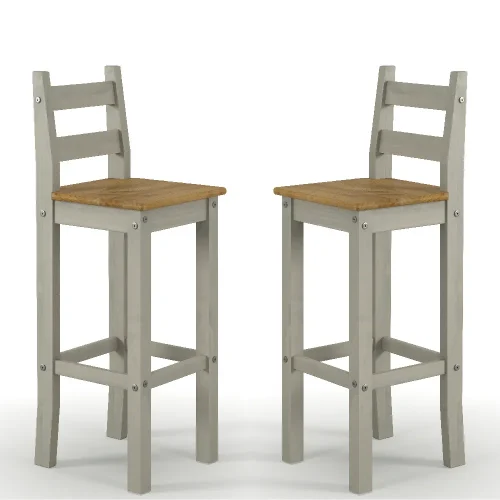 Grey & Pine High Breakfast Chairs (x2) [Corona Grey]