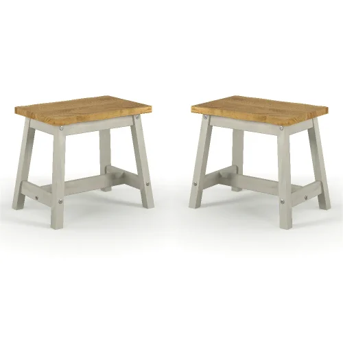 Grey & Pine Live Edge Dining Stools (x2) [Corona Grey]