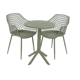 Moss Green Lattice Bistro Set, Table and 2 Chairs [Rimini]