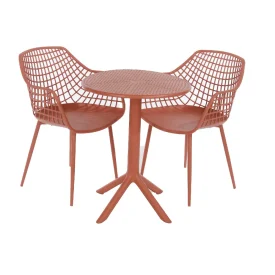 Terracotta Lattice Bistro Set, Table and 2 Chairs [Rimini]