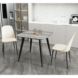 Grey Oak Table & 2 Calico Duo Chairs Dining Set [Aspen]