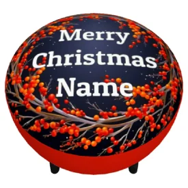 Personalised Round Christmas Footstool, Xmas Present or Gift