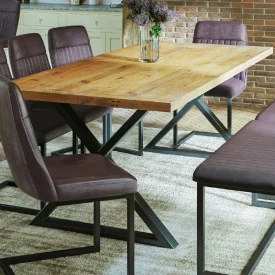 Reclaimed Wood X Leg Large Dining Table [U.E.]