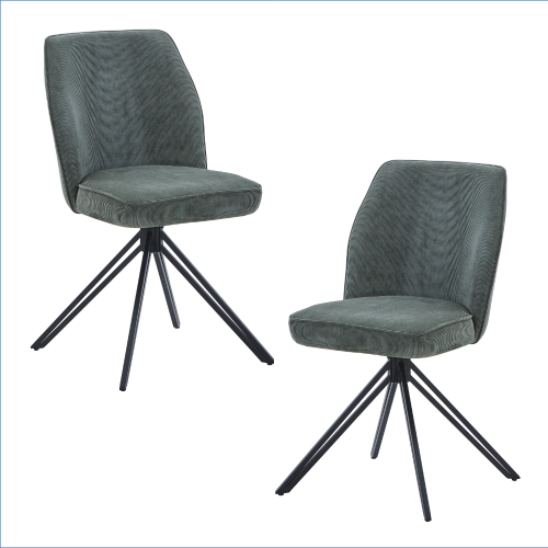 Green Cord Swivel Dining Armchairs (x2) [Aspen]