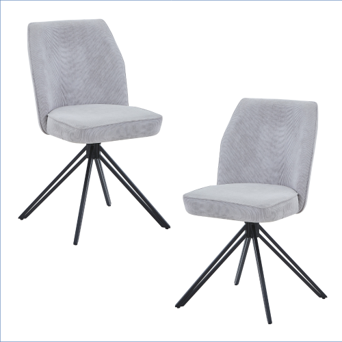 Grey Cord Swivel Dining Armchairs (x2) [Aspen]