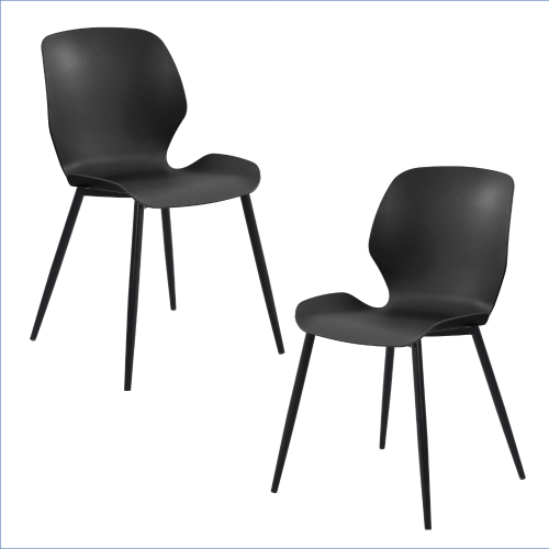 Black Plastic Kitchen Dining Chairs (x2) [Aspen]