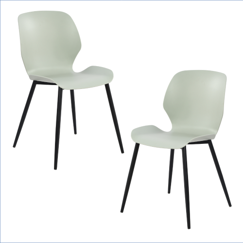 Green Plastic Kitchen Dining Chairs (x2) [Aspen]