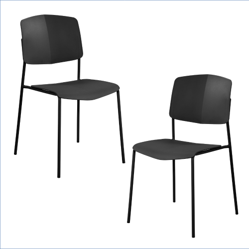 Black Academy Plastic Kitchen Chairs (x2) [Aspen]
