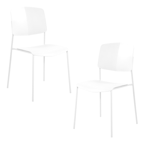 White Academy Plastic Kitchen Chairs (x2) [Aspen]