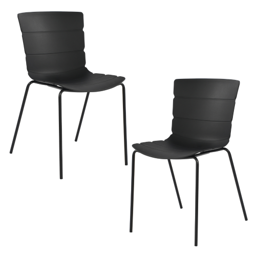 Black Bali Plastic Kitchen Chairs (x2) [Aspen]