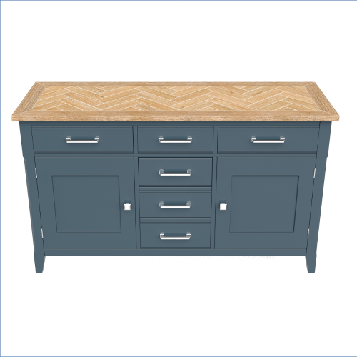 Blue Large Sideboard with Oak Parquet Top [Signature Blue]