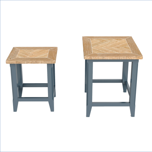 Blue & Oak Nest of Two Tables [Signature Blue]
