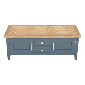 Blue & Oak Closed Television Unit [Signature Blue]