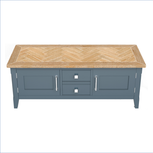 Blue & Oak Closed Television Unit [Signature Blue]
