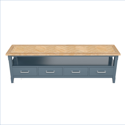 Blue & Oak Large Television Unit [Signature Blue]