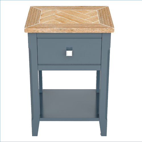 Blue & Oak Lamp Table with Drawer [Signature Blue]