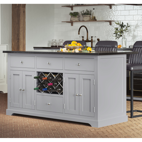 Grey Kitchen Island With Black Granite Worktop [Kitis]