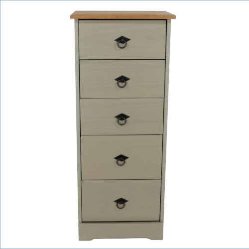 Grey 5 Drawer Narrow Chest of Drawers [Corona Classic]