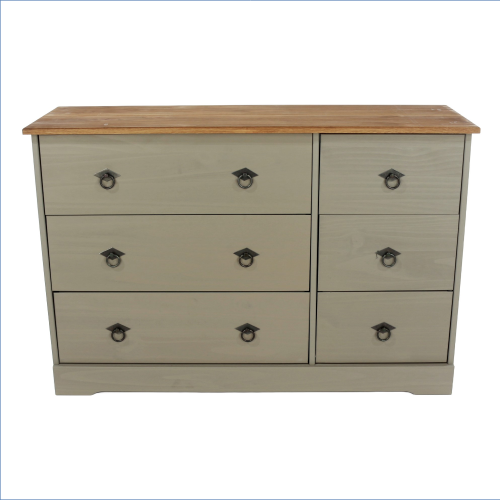 Grey 6 Drawer Wide Chest of Drawers [Corona Classic]