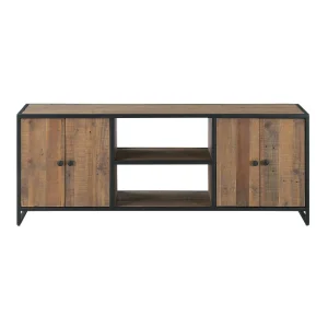 Oak & Grey Wide TV Unit with 4 Doors [Vegas]
