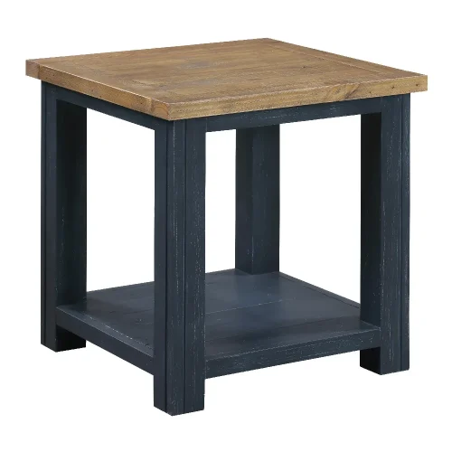 Reclaimed Lamp Table with Shelf [Splash of Blue]