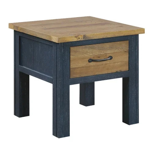 Reclaimed Lamp Table with Drawer [Splash of Blue]
