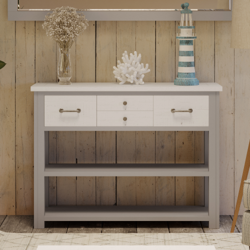 Grey Low Wide Bookcase or Console Table [Greystone]