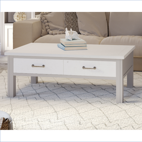Grey Rectangular Coffee Table With 4 Drawers [Greystone]
