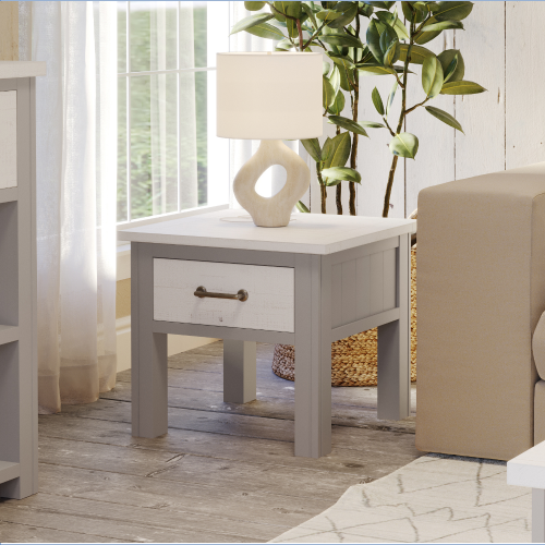 Grey Lamp Table or Bedside Cabinet with Drawer [Greystone]
