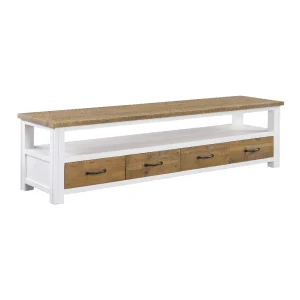 Oak & Grey Wide TV Unit with 4 Doors [Vegas]