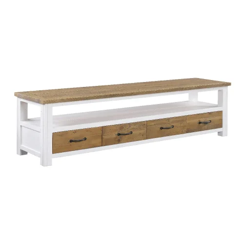 Reclaimed Large TV Unit with 4 Drawers [Splash of White]
