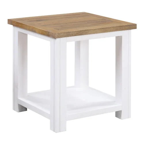 Reclaimed Lamp Table with Shelf [Splash of White]