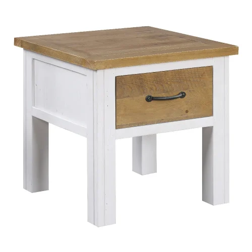 Reclaimed Lamp Table with Drawer [Splash of White]