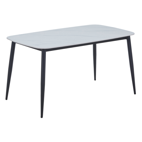Gloss White Rectangular Dining Table, Marble-Effect [Aspen]