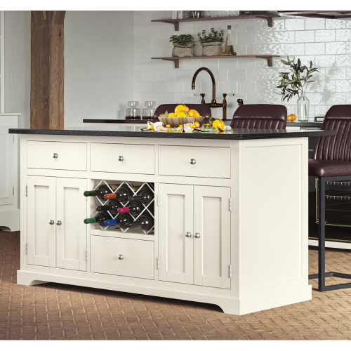 Cream Kitchen Island With Black Granite Worktop [Kitis]