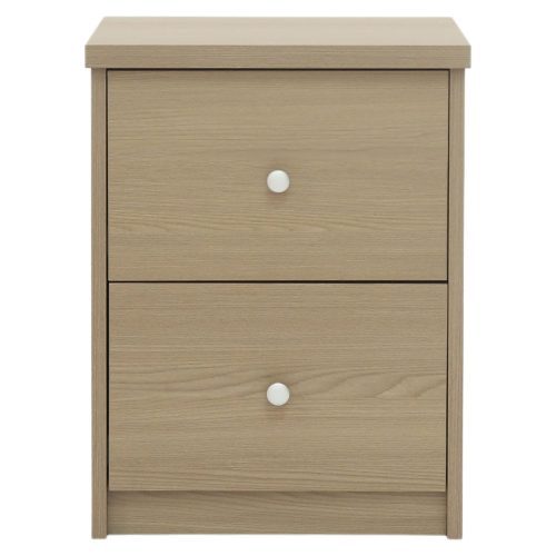 Smoked Oak Effect 2 Drawer Bedside Cabinet [Freya]