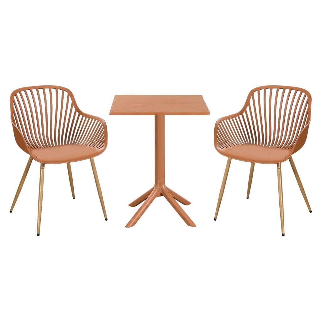 Terracotta Sunray Square Table Bistro Set, Table and 2 Chairs [Rimini]
