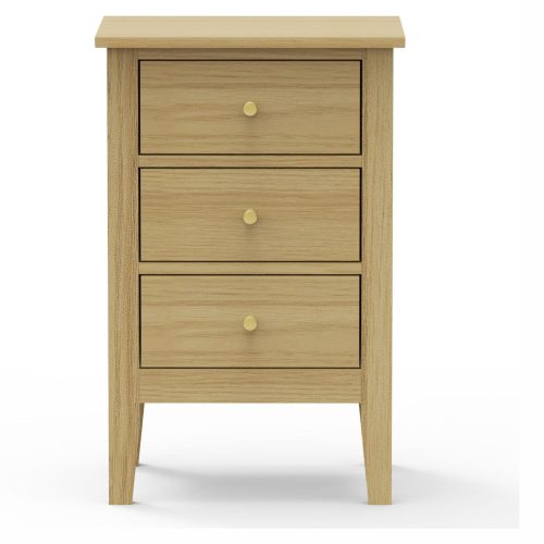 Oak Effect 3 Drawer Bedside Cabinet [Henley]