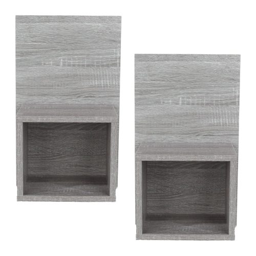 Grey Oak Effect Pair of Open Wall Hanging Bedside Tables [Kelly]